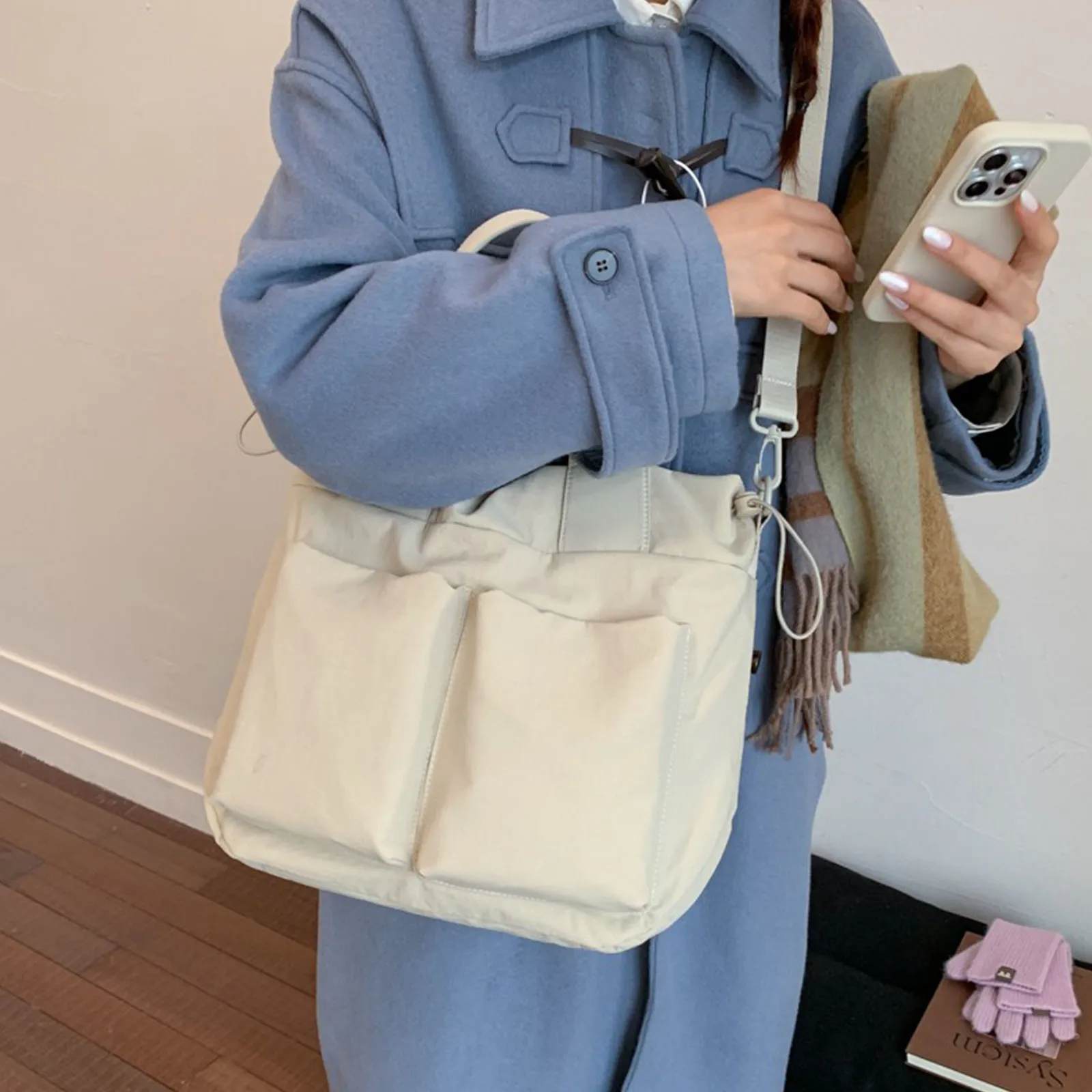 Women Nylon Crossbody Bag with Multiple Pockets Underarm Bag Tote Handbag Large Capacity for Daily Travel Work