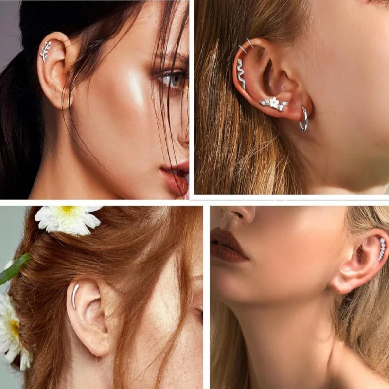 Stud Earrings 1Pc 16G Stainless Steel Screw Back Stud Earrings for Women Men, Fashion Cubic Zerconia Cartilage Conch Helix Ear Piercing Jewels