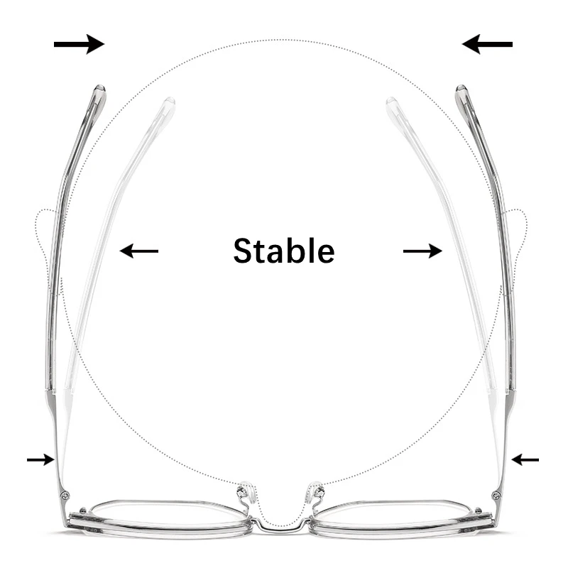 80523 Korean Style High Quality Eyebrow Frame Square Metal Translucent Gray Eyeglass Frame Optical Prescription Anti Blue Light