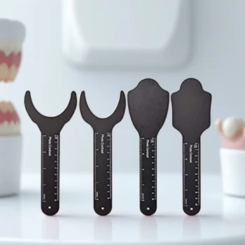 Dentale Ortodontico Sfondo Nero Bordo Foto Immagine Contrasto Piatto Guancia Orale con Marchio di Scala Strumenti Autoclavabili