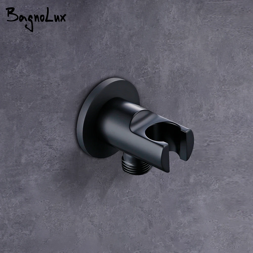 Black Round Shower Holder Brass Wall Mounted Bathroom Faucet Replacement Support Handheld Shower Bracket