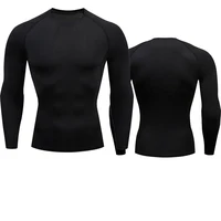Compression Long Sleeve Shirt Black Fitness T-shirt Men's Muscle Quick drying Gym Sportswear Sun protection Sports Base layer 2