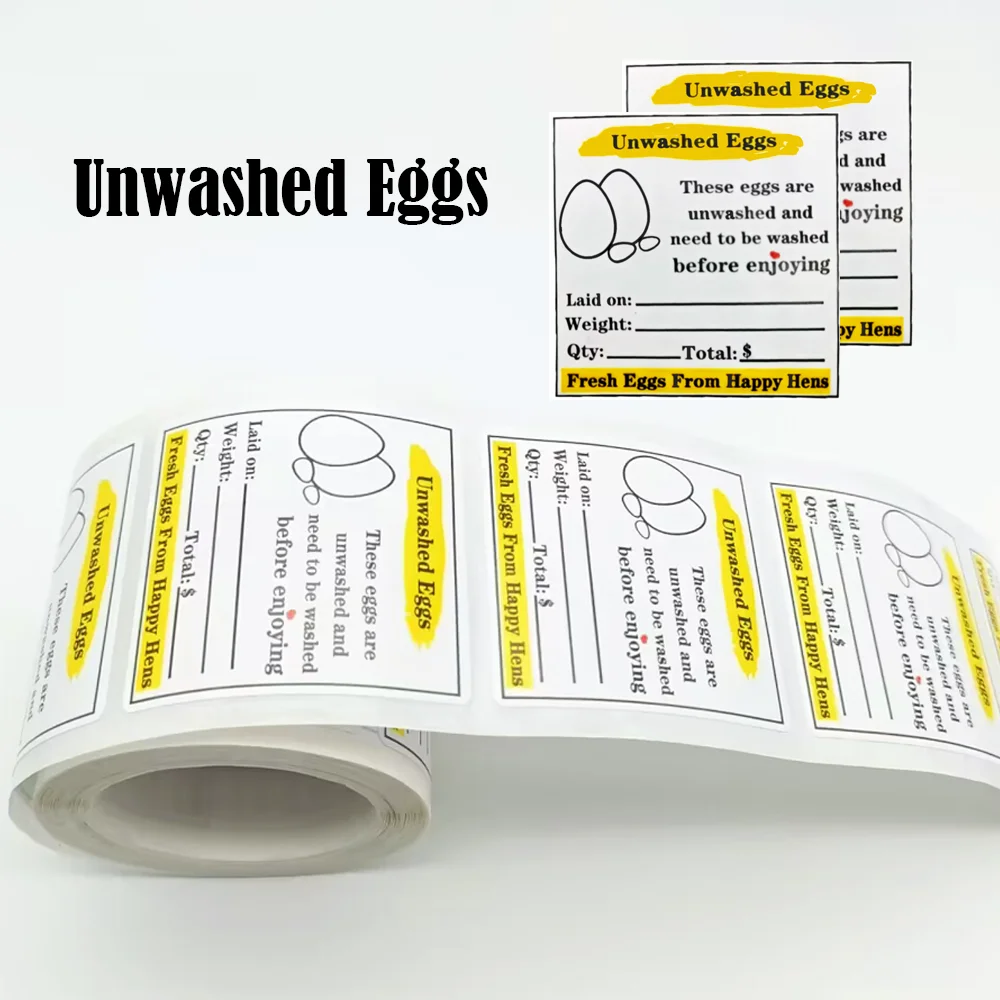 200Pcs Writable White Farm Fresh Eggs from Happy Hens Labels 2 Inch Egg Packaging Stickers Self Adhesive