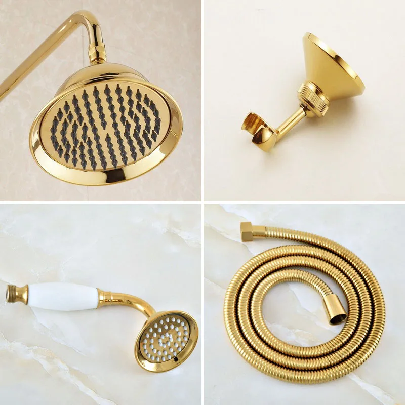 Gold Color Brass Shower Head / Shower Arm / Shower Hose / shower ...