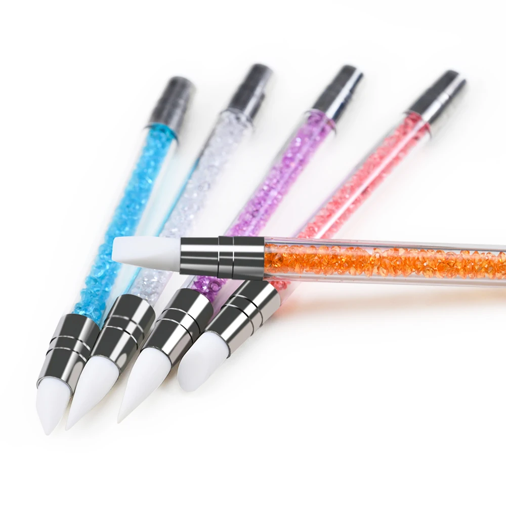 5 Pcs Nail Art Sculpture Pen Dual Tipped Silicone Nail Tools Nail Art Acrylic Pen Silicone Brushes for Resin Nail Art Tools 4