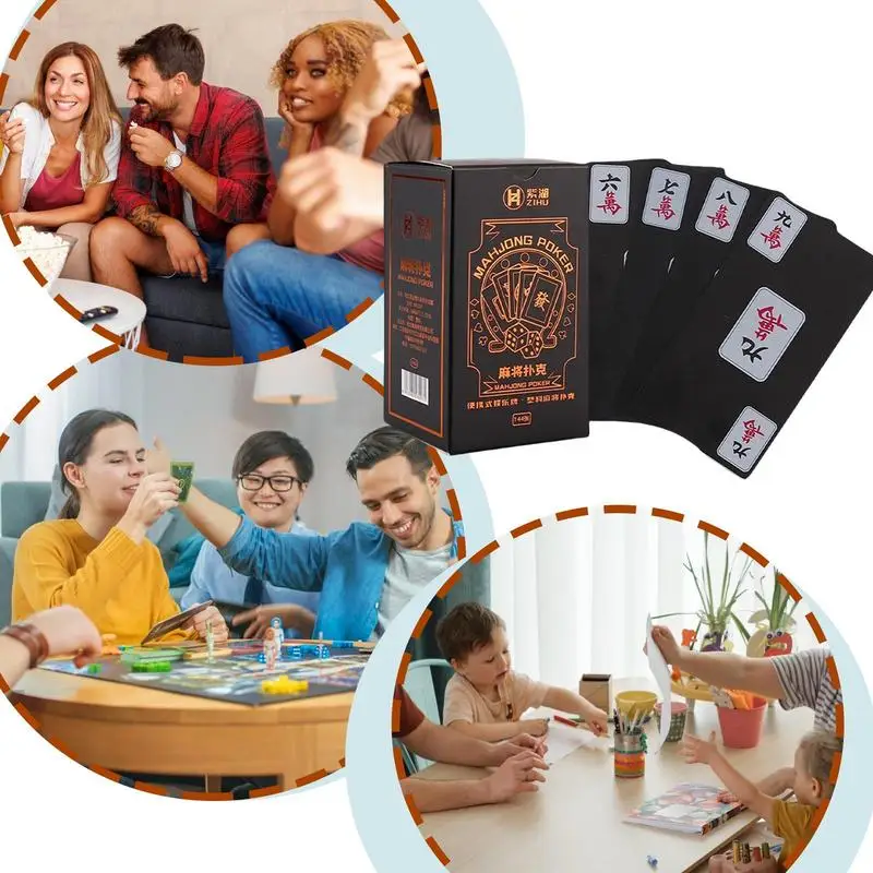 Mahjong Playing Cards Travel-Friendly PVC Mahjong Card Set Interactive Board Games AdultsCards Mahjong Fun For Class Activities 3