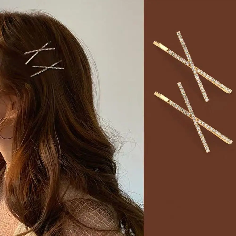 

1 шт. простые аксессуары для волос с кристаллами для девушек свадебные головные уборы X заколки Стразы боковые зажимы