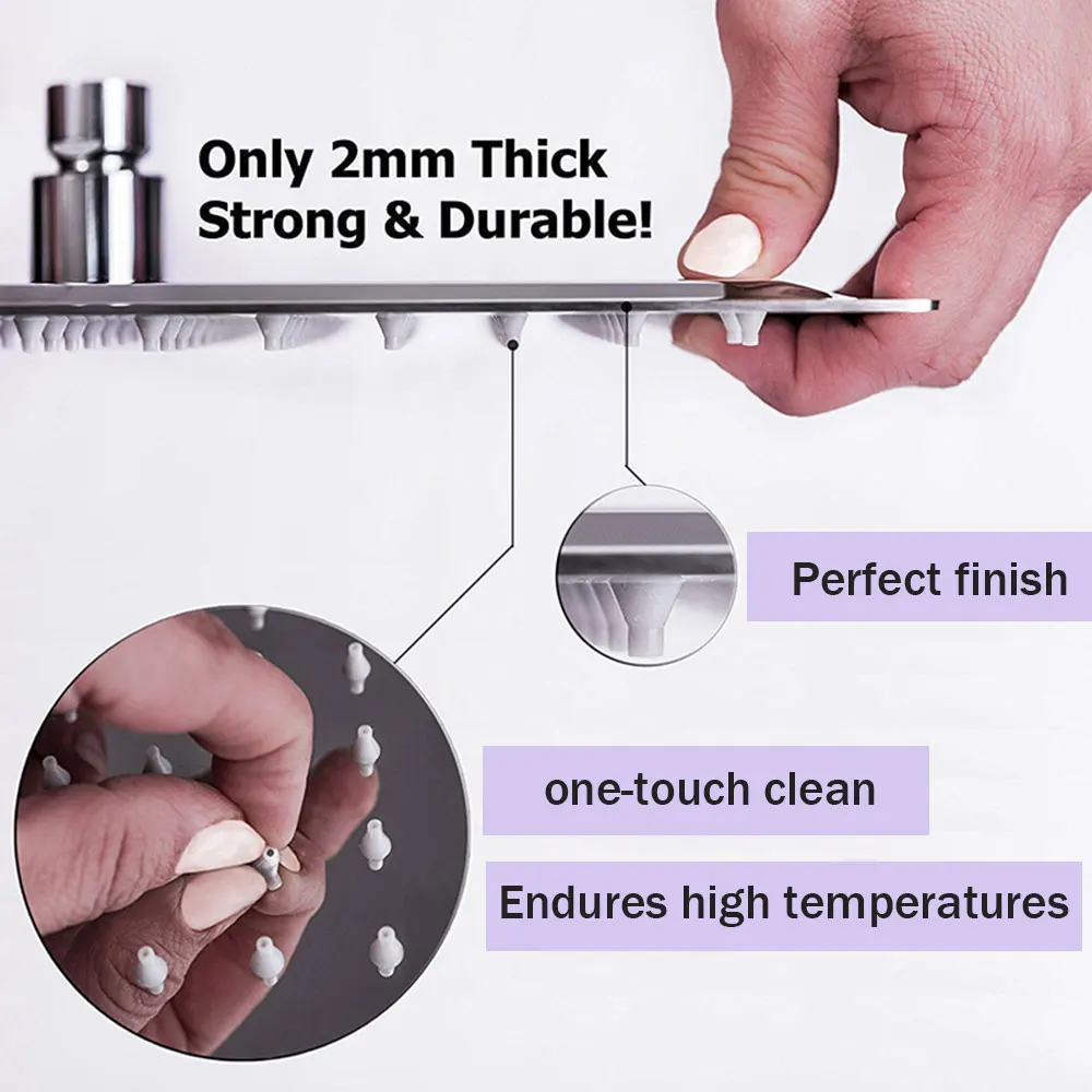 8/10/12 Inch Rainfall Shower Heads Stainless Steel Square Showerhead Ultra Thin Waterfall Shower Head Pressurized Shower Head 3