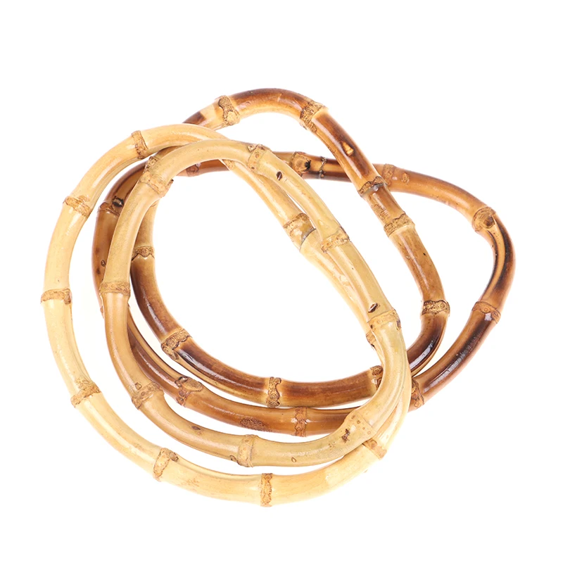 

12cm/15cm Round Bamboo Bag Wood Handles Handcrafted Vintage Handbag Replacement DIY Accessories For Bags Bag Handles