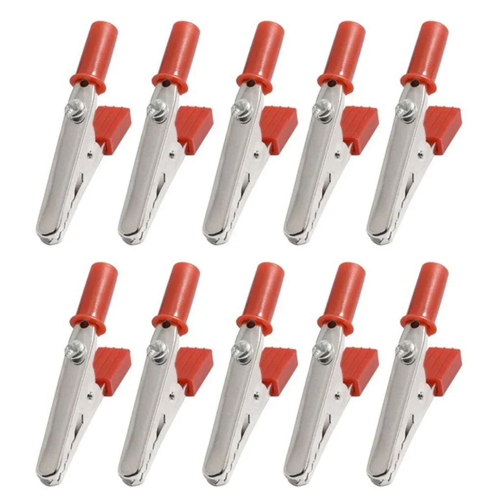 10-Piece Metal Alligator Test Clips with Screws and Solder Ports