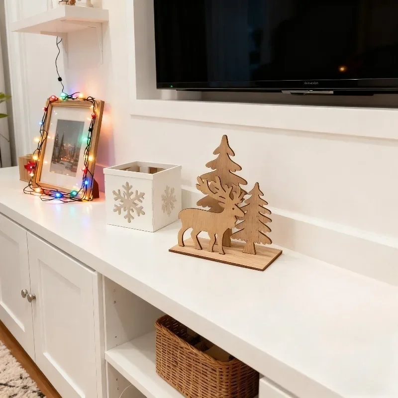 1Set/12PCS Wooden 3D Christmas Tree Building Blocks, Exquisite Christmas Decorations, Christmas Party Home Decor Items