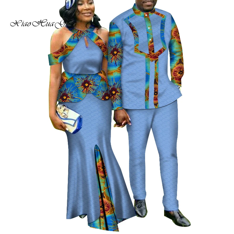 Conjunto de dos piezas de ropa africana para parejas, traje Dashiki amantes de los hombres, vestido de fiesta para mujer, faldas, Tops, conjunto de vestido WYQ188|Ropa africana| - AliExpress