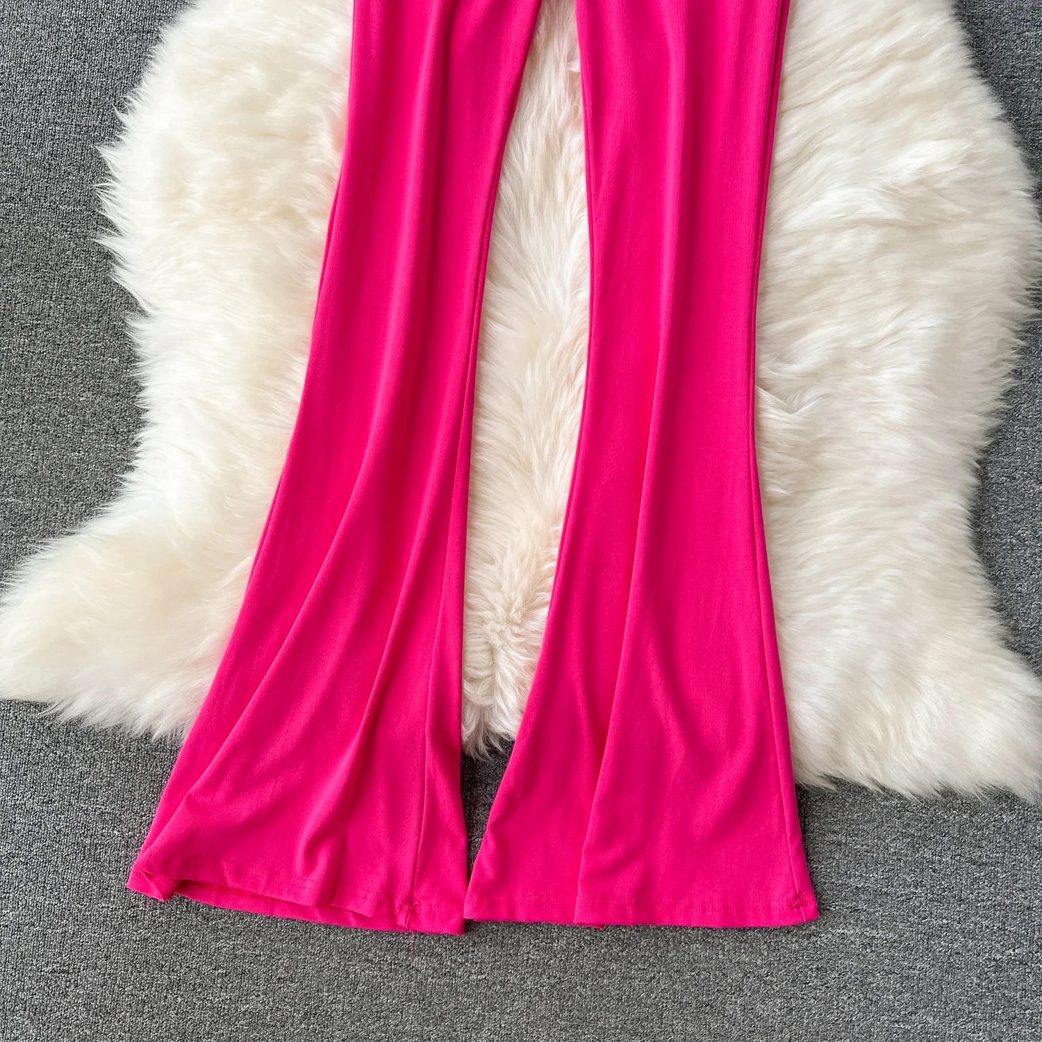 Women Solid High Waist Flare Pants Wide Leg Korean Fashion Elegant Casual Vintage Autumn Streetwear Clothing