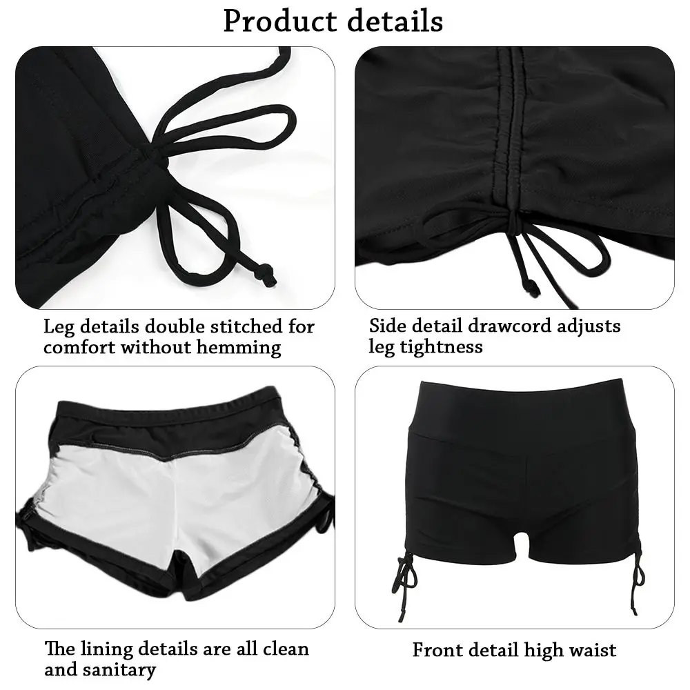 5 Sizes Womens Swim Shorts Boy Style Bikini Bottoms