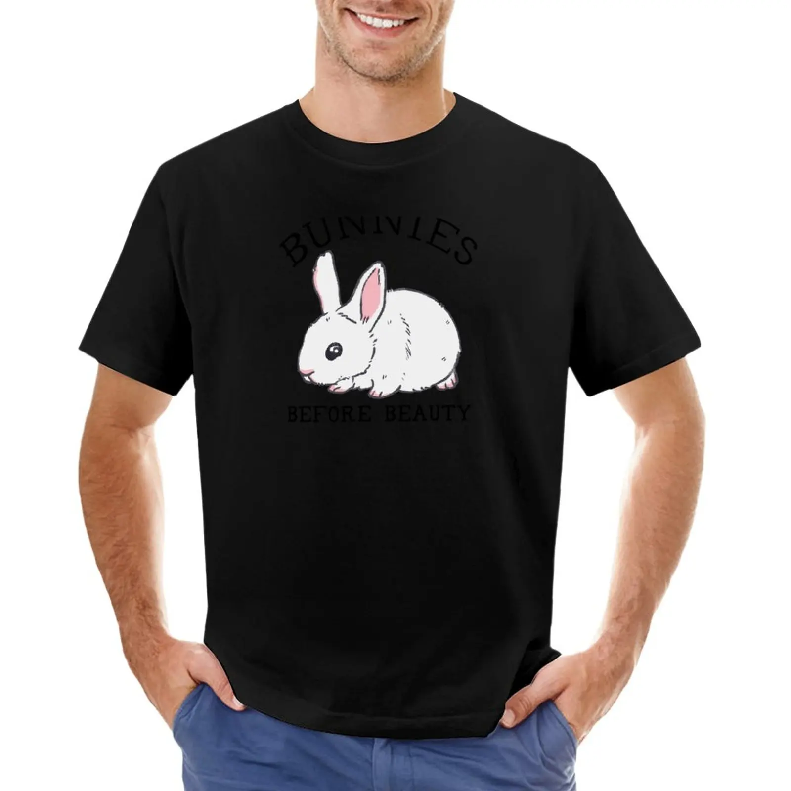 

Bunnies Before Beauty T-Shirt hippie clothes Short sleeve T-shirt for a boy T-shirt men