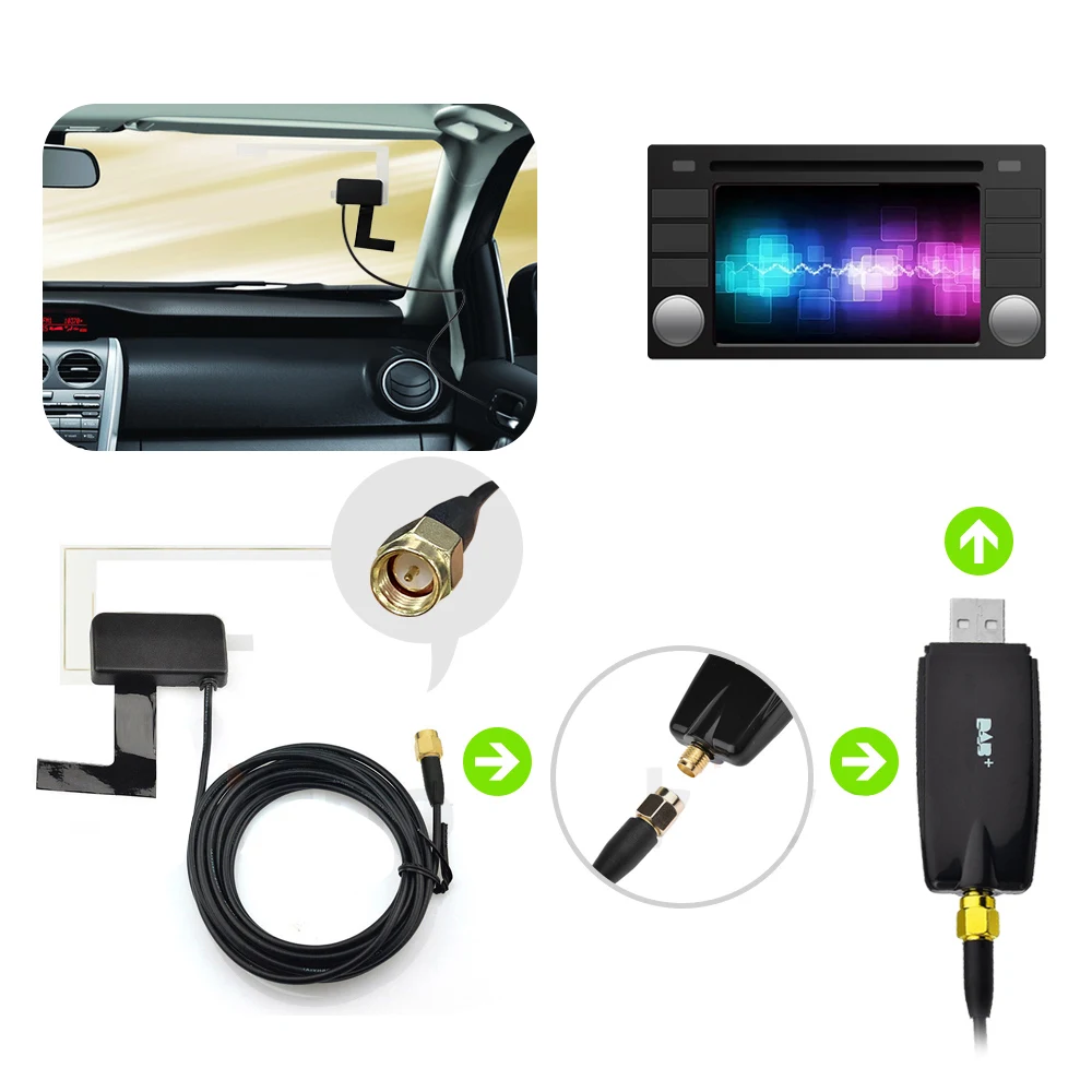 Car Kit Digital Audio DAB+ Box USB Receiver Antenne Broad DAB Adapter für Android Car Radio GPS Multimedia Player – Detail 5