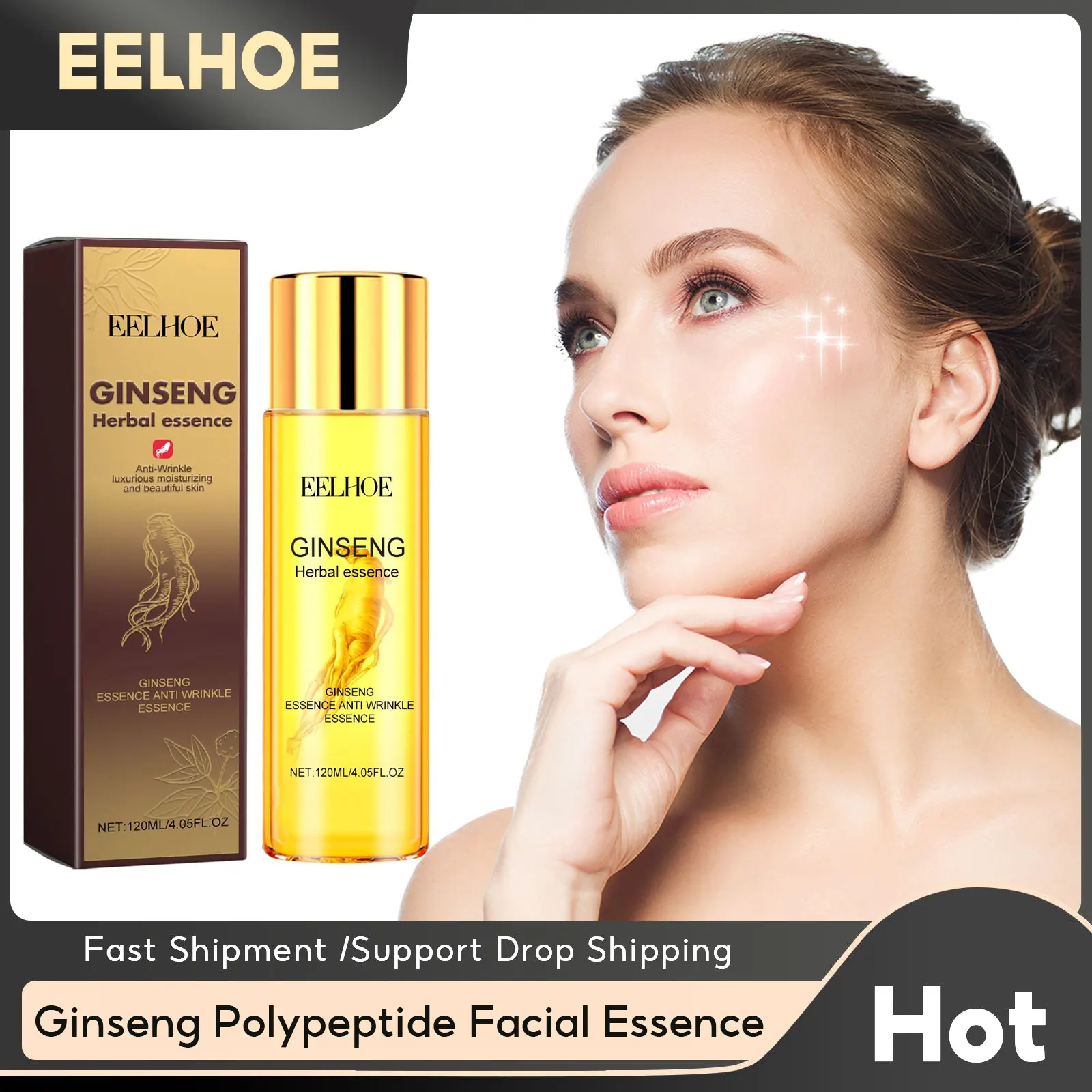 

EELHOE Peptide Serum For Face Ginseng Brightening Moisturizing Facial Serum Shrink Pores Dark Spots Remover Skin Care Products