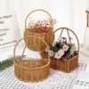 Imitation Rattan Kitchen Storage Basket with Handle Brown Wall Hanging Basket Sundries Organizer Toilet Rack 4