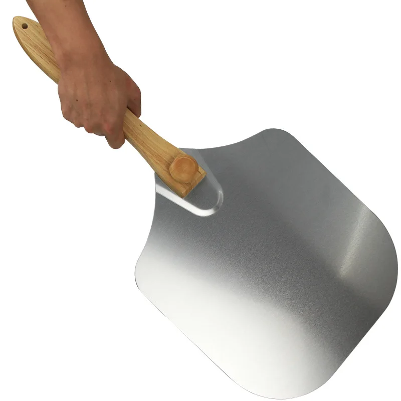 Folding Aluminum Metal Pizza Peel, 12 "Pizza Shovel, Foldable Wooden Handle, Transfer Pizza Spatula, Large Baking Tools