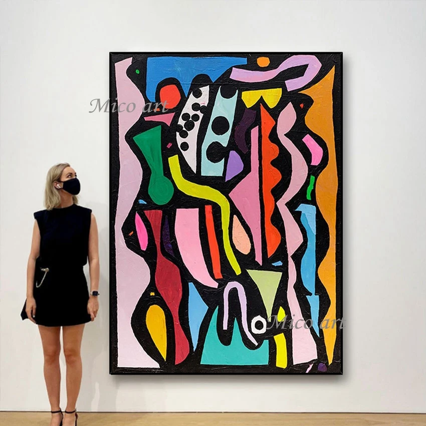 

Modern Abstract Painting Hotel Artwork Decor Picture Frameless Art Crafts Colorful Acrylic Texture Design Canvas Wall Poster