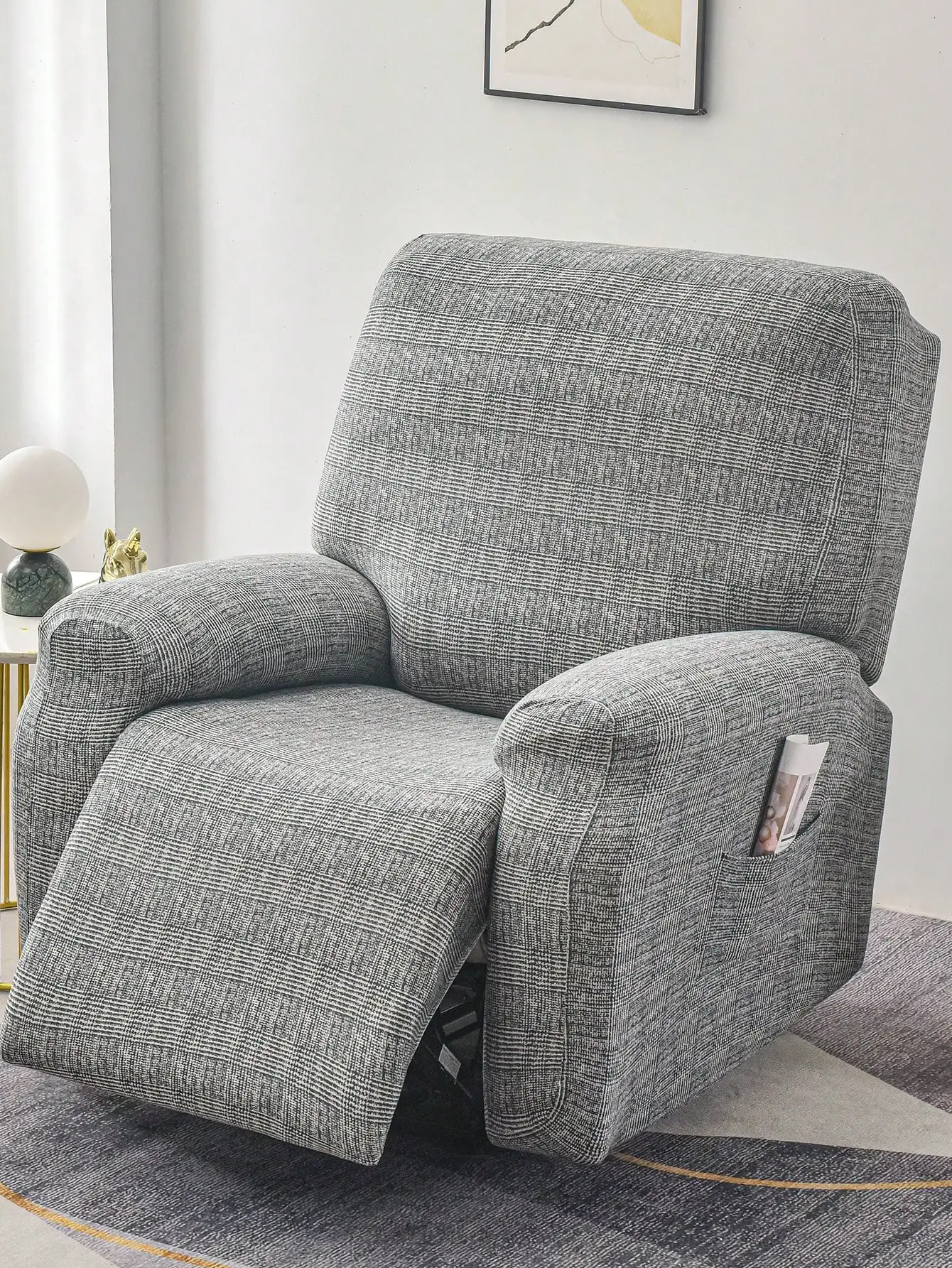 1 Set Of 4 6 8 Pcs Lotus Pattern Recliner Chair Cover Printed Stretch Recliner Slipcover Stretch Sofa Cover For Living Room