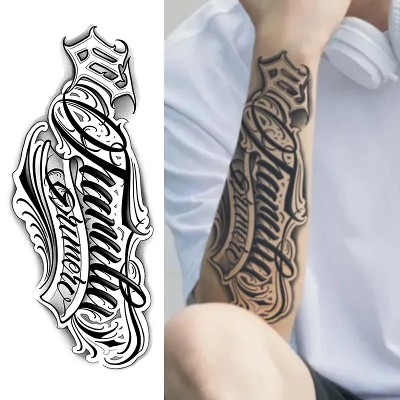 Waterproof Handwritten Font Temporary Arm Tattoo