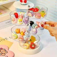 1Pc Cute grain storage box display Storage acrylic blind box display stand transparent multi-layer rotating table 1