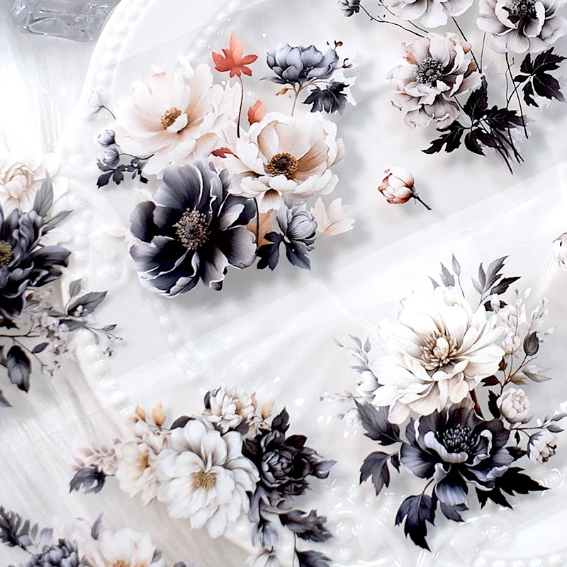 Black and White Flower PET Tape Image 2