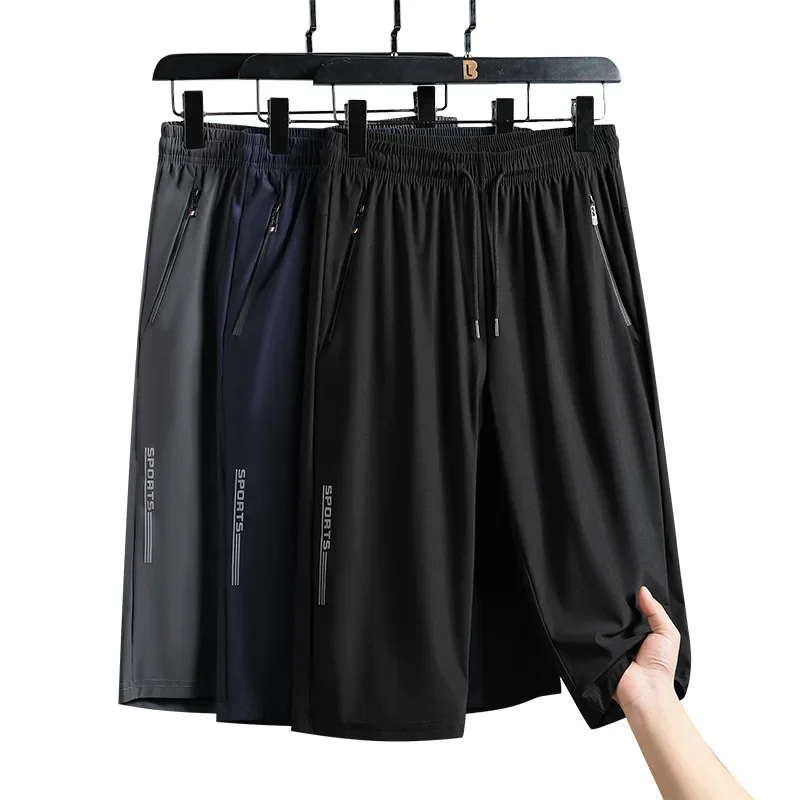 Ice Silk Seven-Foot Pants Men's Summer Ultra-Thin Breathable Quick-Drying Large Size Casual Loose Sports Mid-Pants