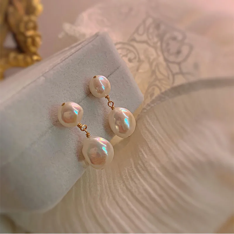 Einfache Design Wasser Tropfen Natürliche Barock Süßwasser Perle 925 Silber Nadel Weibliche Quasten Stud Ohrringe Großhandel Schmuck Geschenke