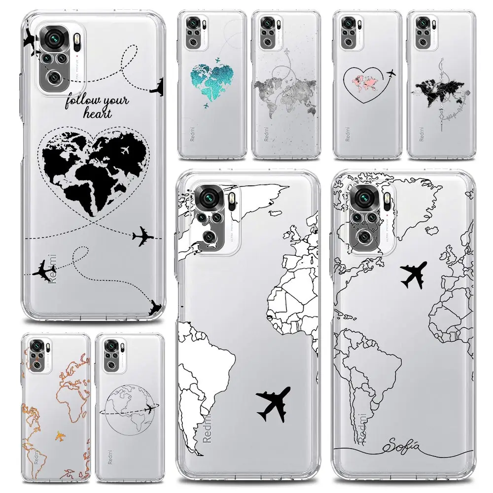 Cartoon World Map Scenery Direction Phone Case Cover