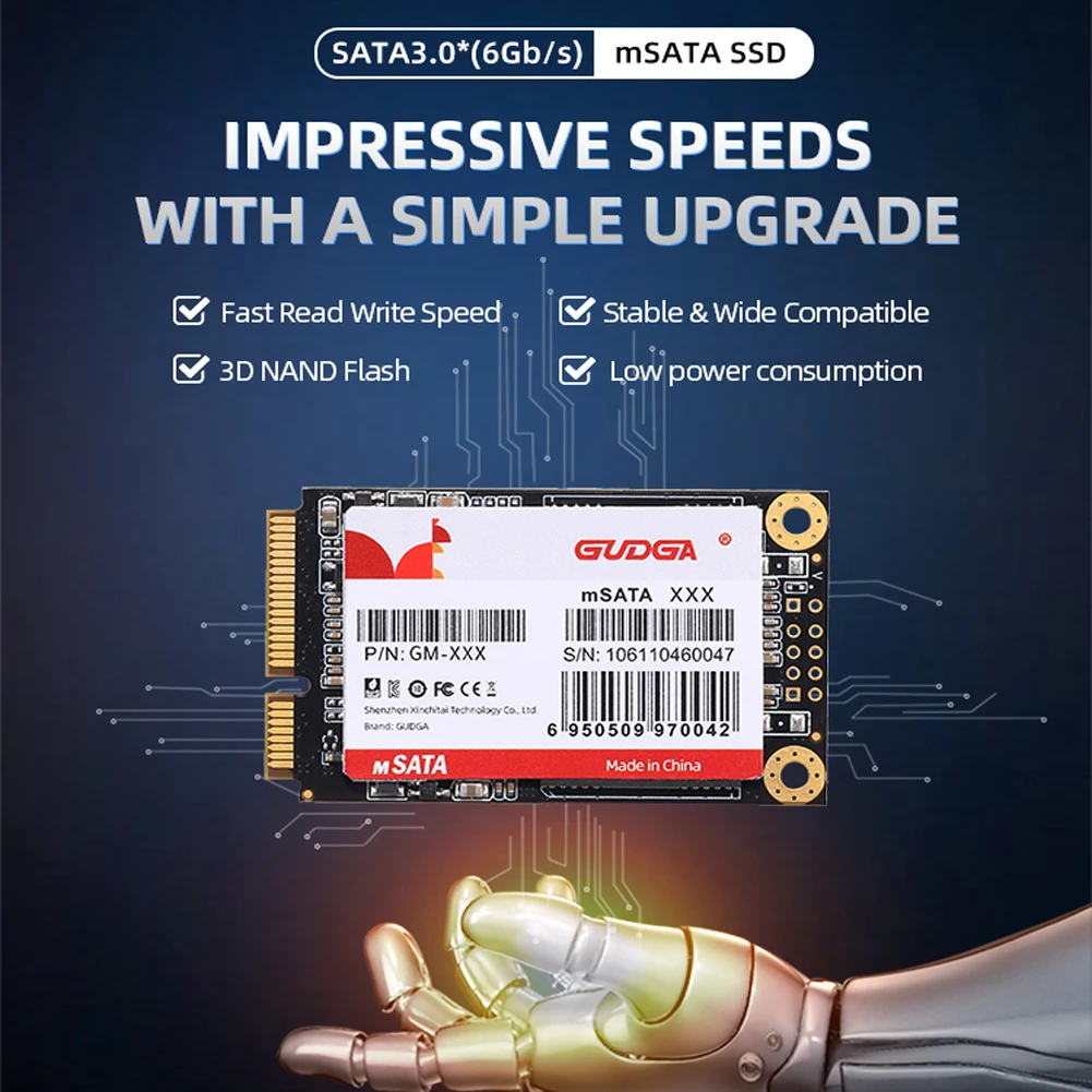 Gudga Msata Mini Sata Ssd 512 gb 128 gb 256 gb tb tb Sataiii Interno Mini Sata Unidade de Estado Sólido para Laptop Eth Unidade Ssd Unidade Ssd para Laptop Disco Rígido Unidade Ssd para Unidades de Computador Ssd - Imagem 3