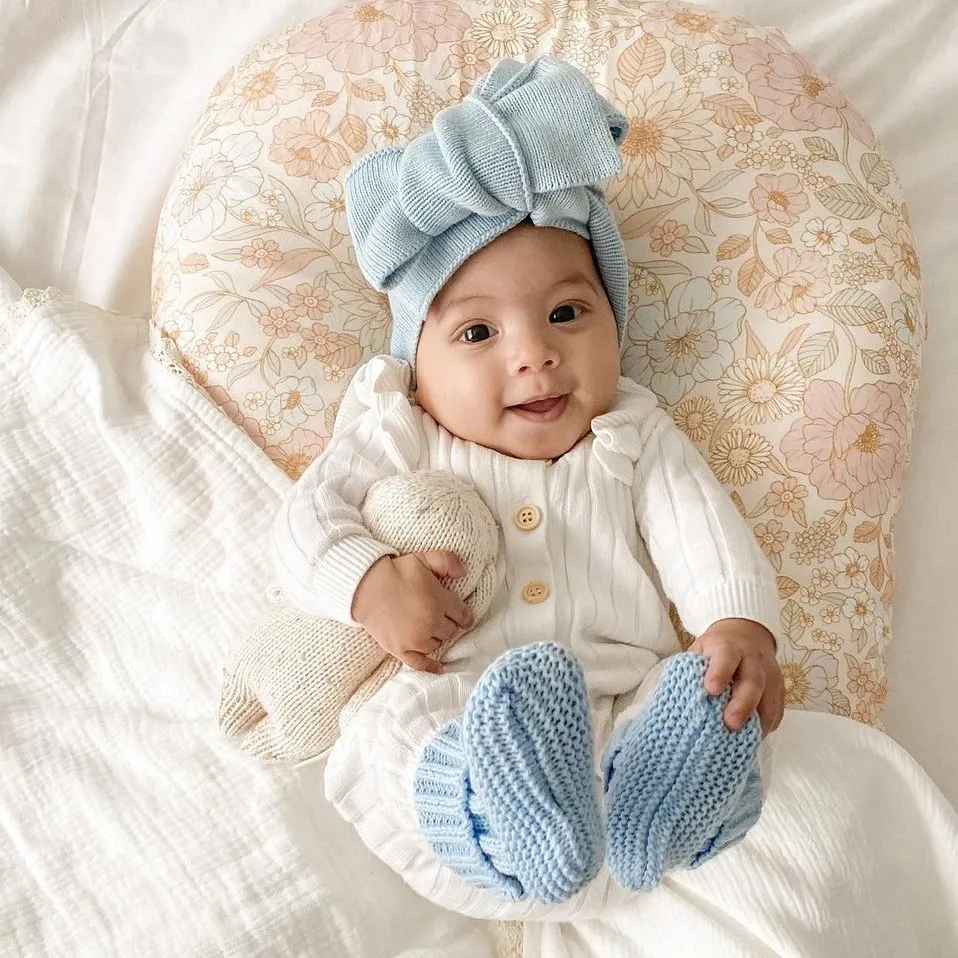 Diademas de bebé de doble lazo, diademas de punto de algodón Popular, grueso, de gran tamaño, envolturas para la cabeza, bandas para el cabello de lana para niños, nueva tendencia