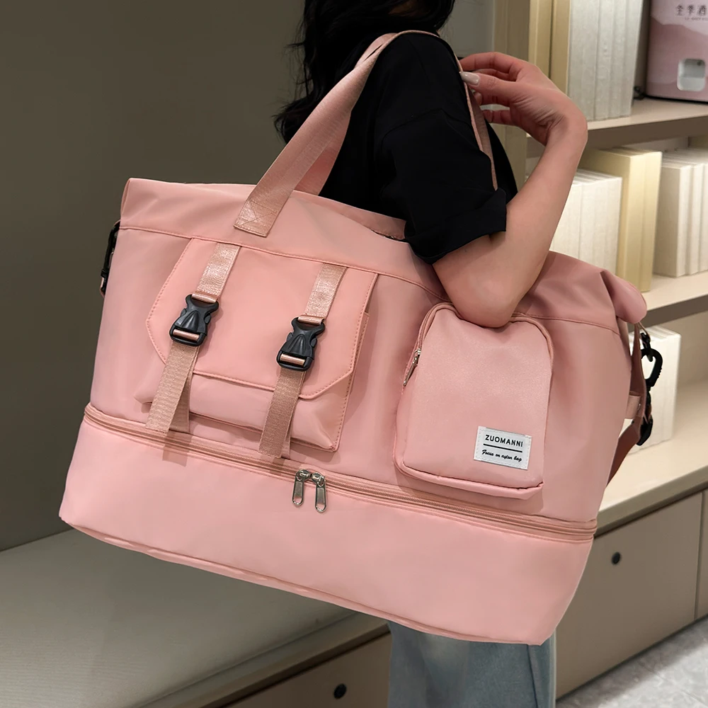 Große Reisetasche für Damen, Weekender-Übernachtungstasche mit Schuhfach, Sporttasche mit Nassfach