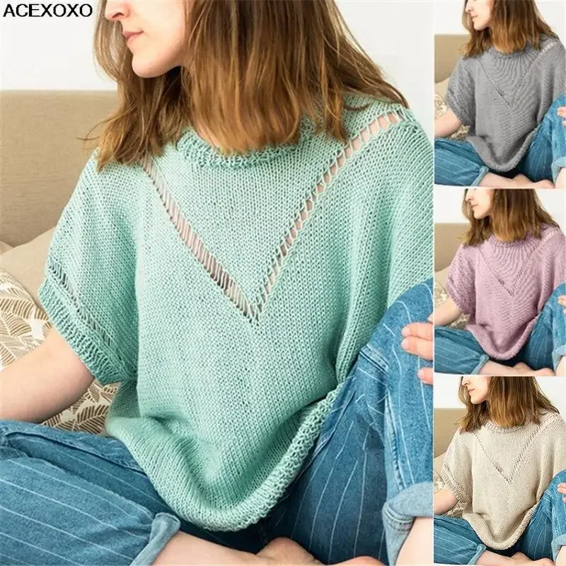 

Early autumn sexy hollow solid color batsleeve sweater jacket thin casual comfortable sweater for women