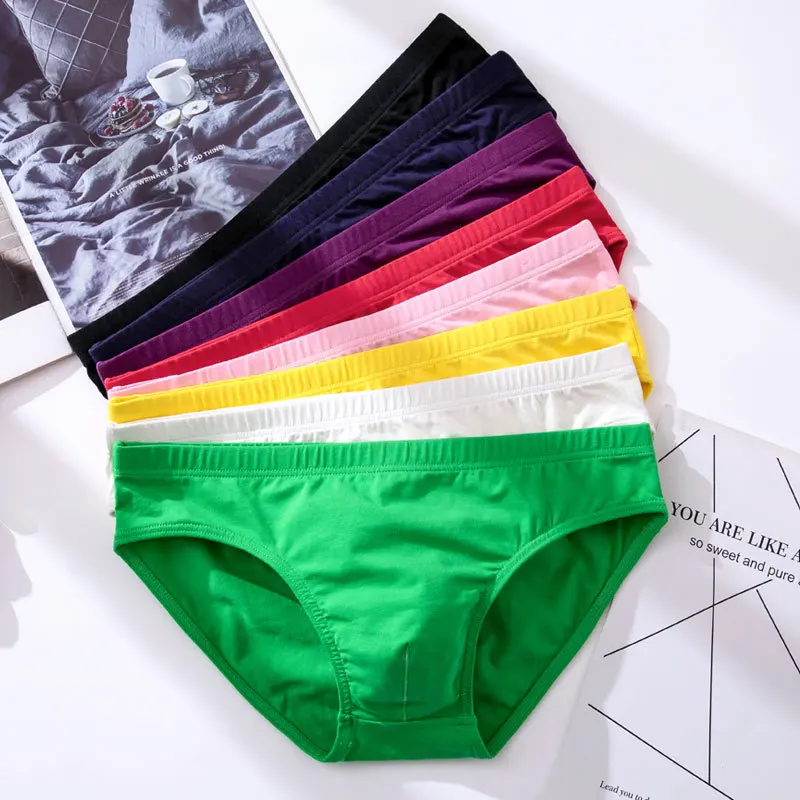 Slip intimo uomo Sexy Cueca Calzoncillos Hombre Slip uomo indumenti da notte cotone traspirante tinta unita mutandine maschili mutande - immagine 6