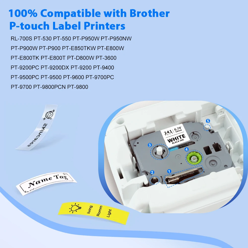 브라더 테이프 24mm TZe261 호환 라미네이트 라벨 테이프 TZe 261 TZe161 TZe661 (브라더 PT 라벨 메이커용) 1팩