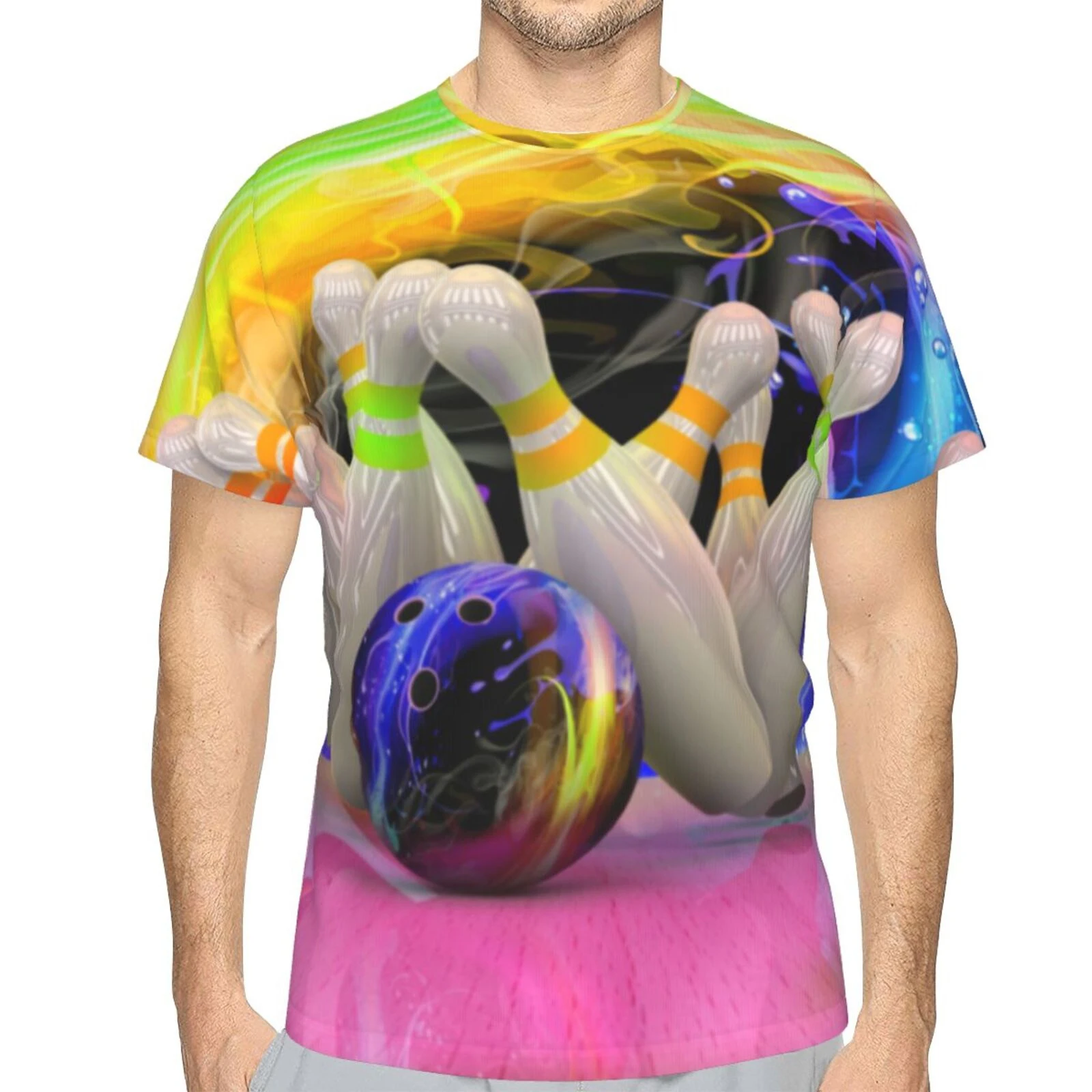 Summer Bowling Ball 3D Print T-Shirts Streetwear Men Fashion Casual Oversized O-Neck Short Sleeved T Shirt Tees Tops Clothing