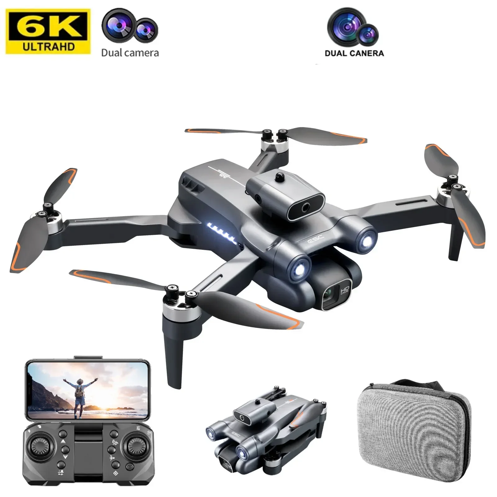 

XMSJ Drone 5G WiFi FPV 6K HD Dual Camera 360° Laser Obstacle Avoidance Brushless Motor GPS Return RC Quadcopter Drone Toys