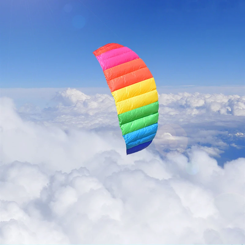 free shipping dual line 1.5 Flat Soft Rainbow Umbrella Sports Beach stunt kite with handle ripstop nylon outdoor kitesurf