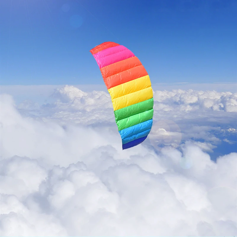 

free shipping dual line 1.5 Flat Soft Rainbow Umbrella Sports Beach stunt kite with handle ripstop nylon outdoor kitesurf