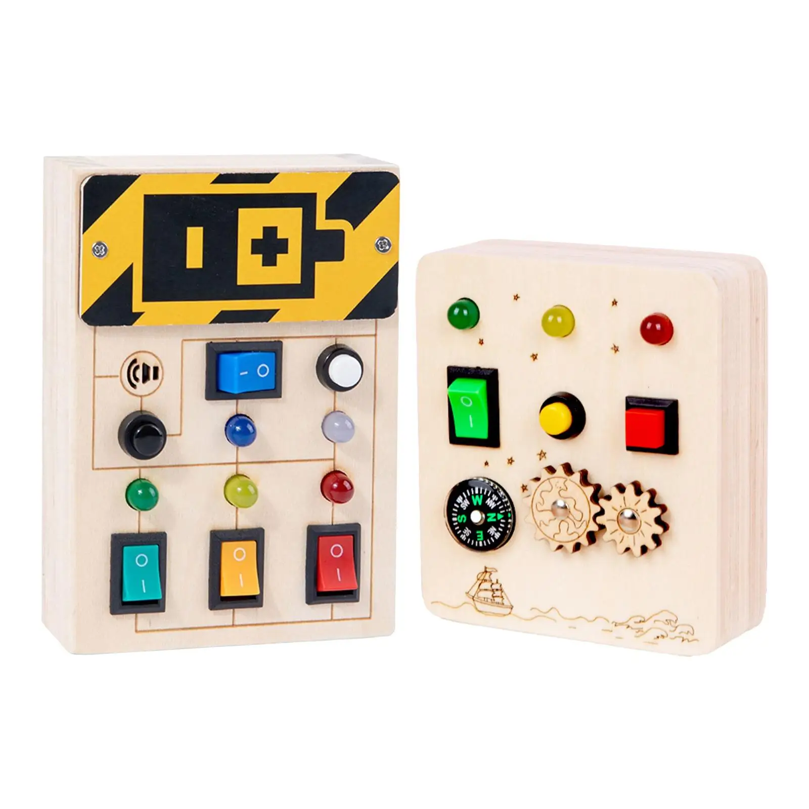 

Wooden Busy Board Learning Teaching Aid Travel Toy Lights Switch Toy for Toddlers Boys Kids Party Gift Activities Centers