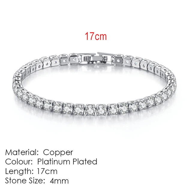 Silver Zircon Tennis Bracelet with Dazzling Crystals for Women and Men – Elegant Punk Fashion Jewelry Gift