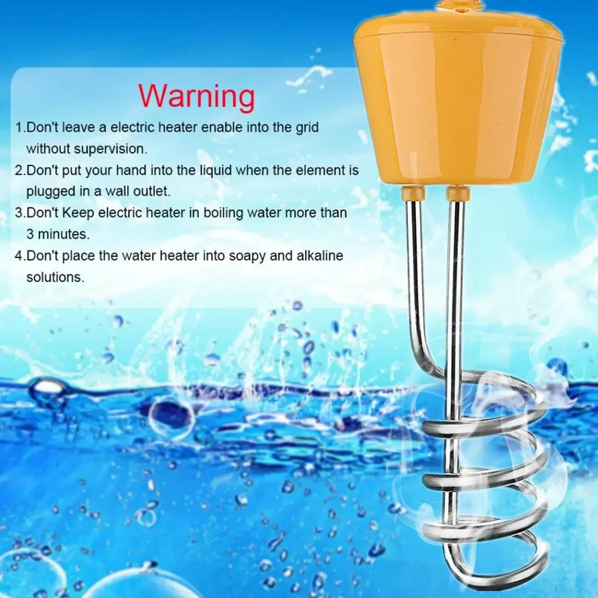 3000W Electric Water Heater Stainless Steel Automatic Immersion Heater Portable Hot Water Boiler for Bucket Swimming Pool 6