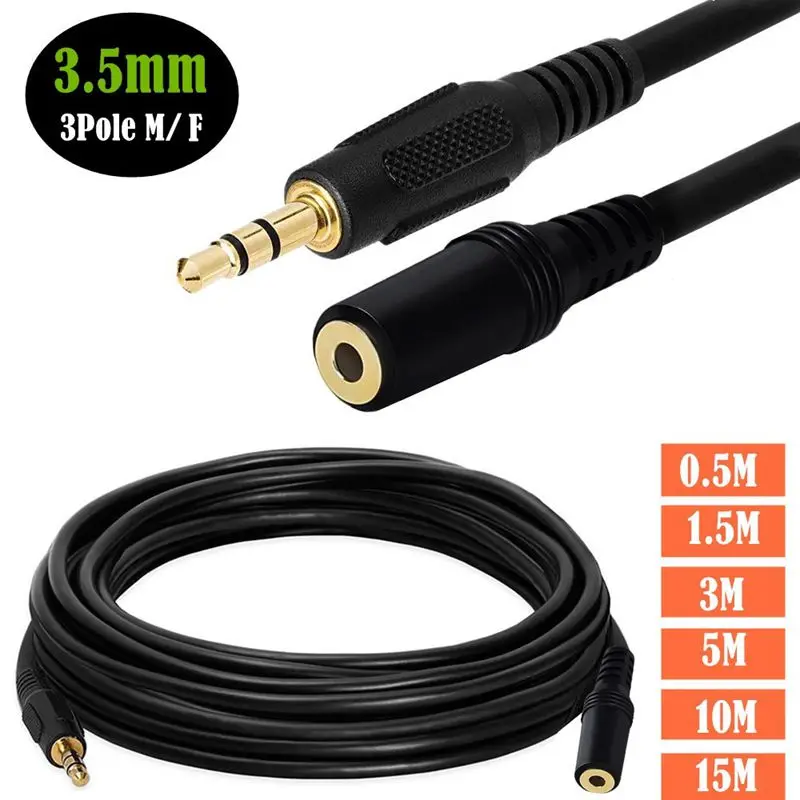 

DC3.5mm 3-Pole Male To Female Audio Headphone Extension Cable, Phone, Tablet, Audio AUX Jack Adapter Cable