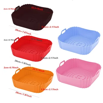 Reusable Airfryer Pan Liner Accessories Silicone Air Fryers Oven Baking Tray Pizza Chicken Airfryer Non-stick Silicone Mould 2