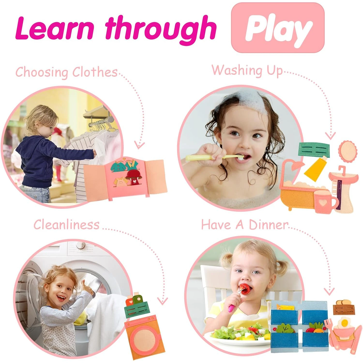 Montessori Felt Busy Quiet Book Educational Daily Learning Toy_voghion.com