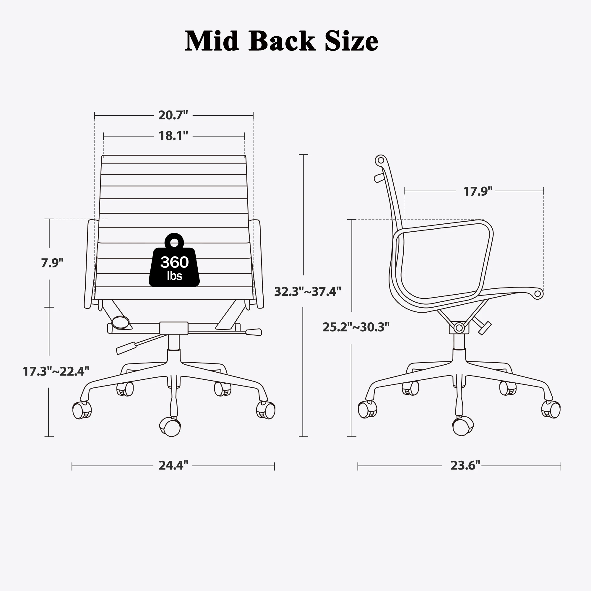 High Mid Back Ribbed Office Chair Genuine Leather Swivel Chair Adjustable Ergonomic Computer Chair with Aluminium Alloy Frame 2