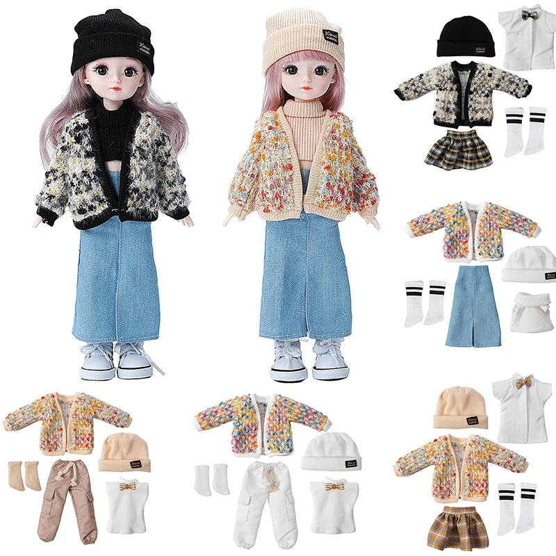 Cute Sweater Set 1/6 Bjd Doll Clothes Accessories Female and Male Doll Suit Skirt 30cm Doll Kids Girls Toy Gift