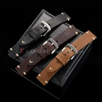Bracelet de montre en cuir véritable fait à la main, vieux marron noir 18mm 20mm 22mm, Bracelet Vintage souple pour hommes, première couche en peau de vache, SmartWatchband 3